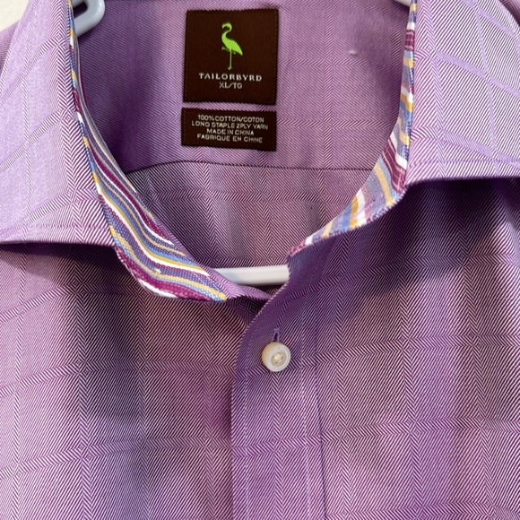 Tailorbyrd 100% cotton XL long sleeve button down in purple - Picture 3 of 7